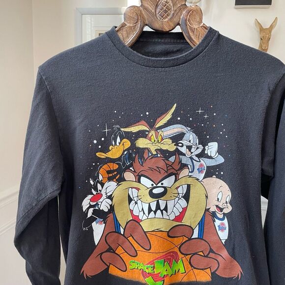 Space Jam Unisex Long Sleeve Tshirt Bugs Bunny Taz Daffy Porky M - Picture 1 of 6